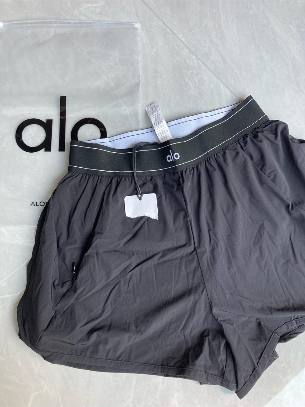 ALO Yoga Men’s Black Athletic Shorts with Branded Waistband